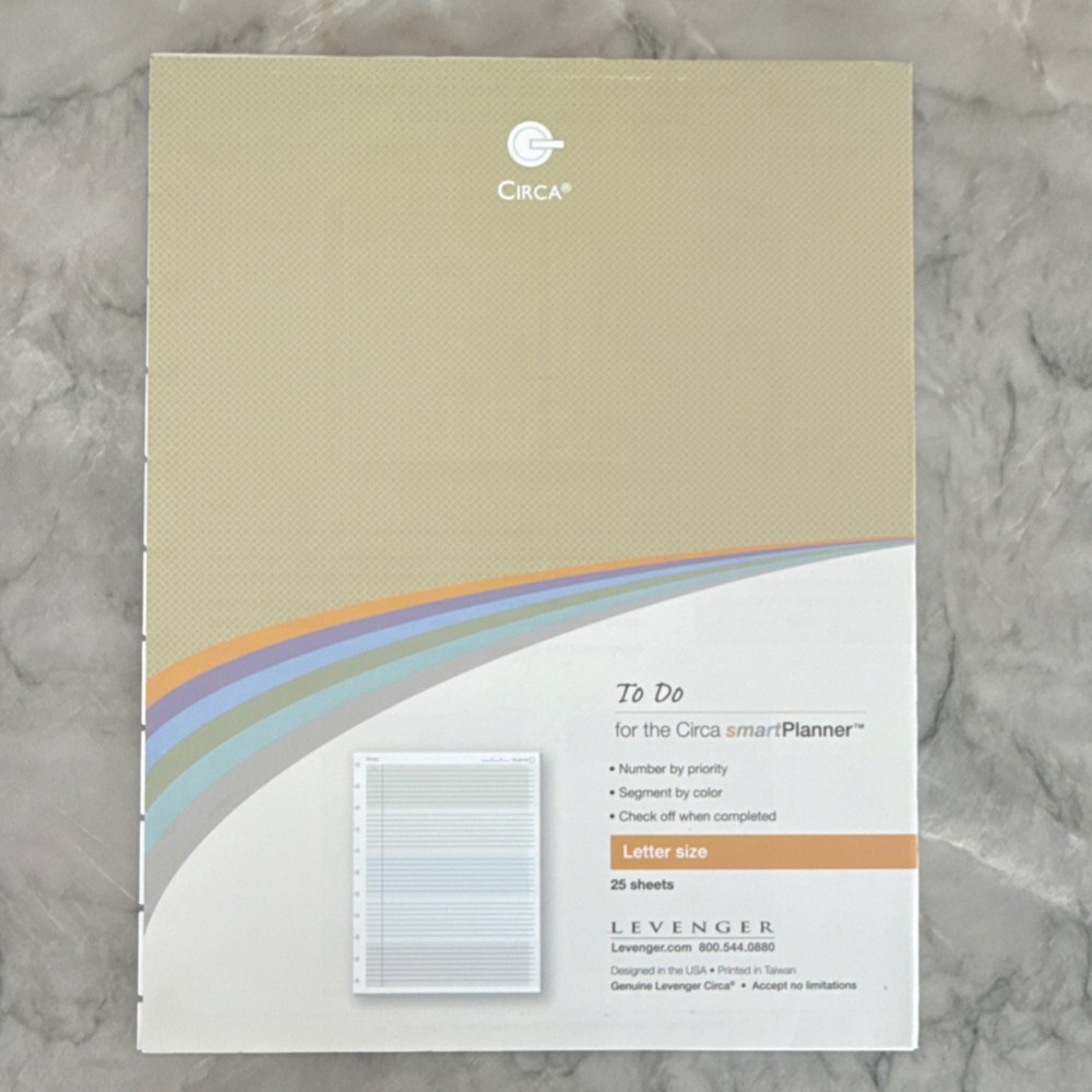 Levenger Circa smartPlanner To Do Letter Size Refill 25 Sheets