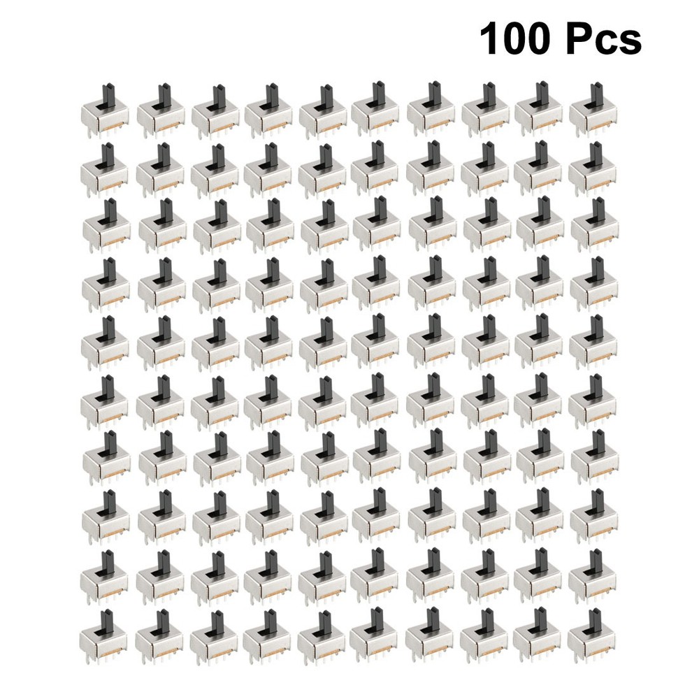 100Pcs 5mm Vertical Slide Switch DPDT 2P2T 6P PCB Panel Latching