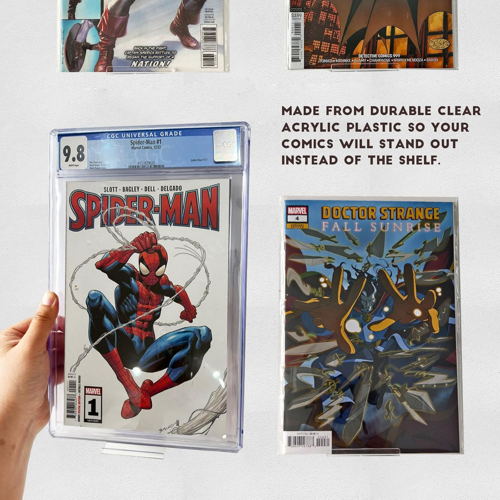 12Pcs Clear Floating Comic Book Display Shelves, Comic Book Shelf Stand Wall Mo