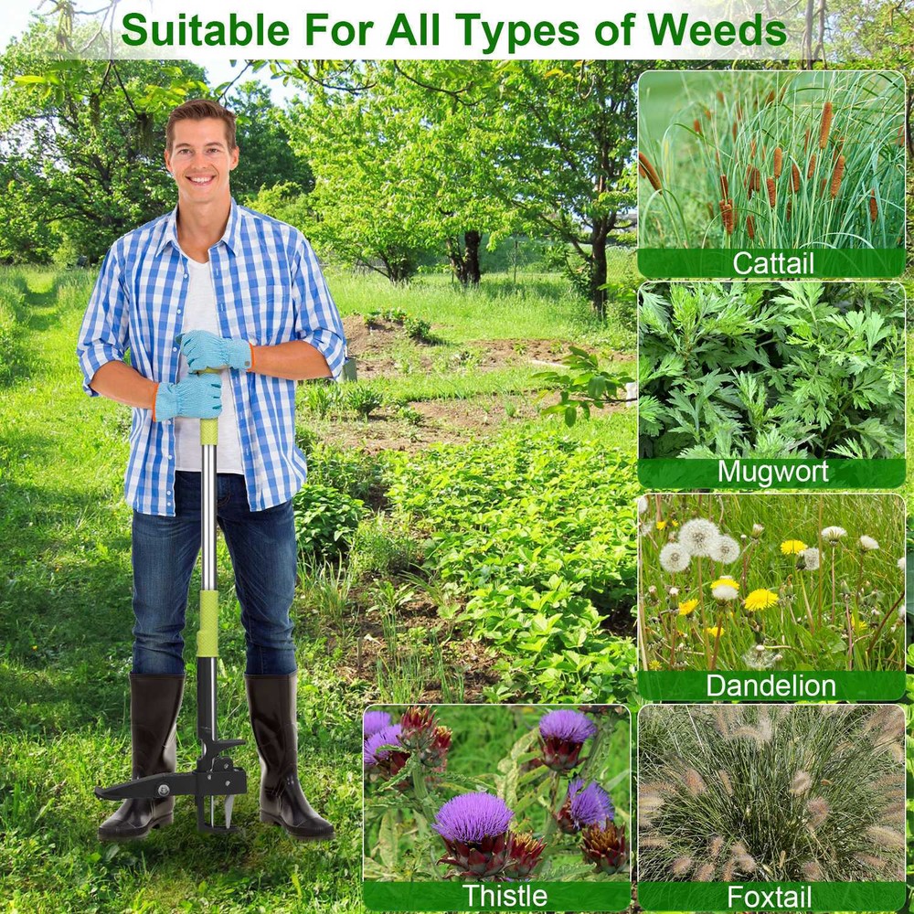 38.9" Stand Up Weed Puller Manual Weed Remover Tool No Bending Root Weeder