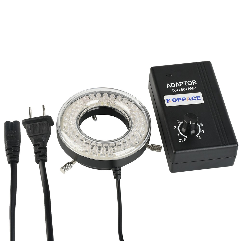 62mm Inner Diameter Microscope LED Light Source 64 Beads Adjustable Brightness