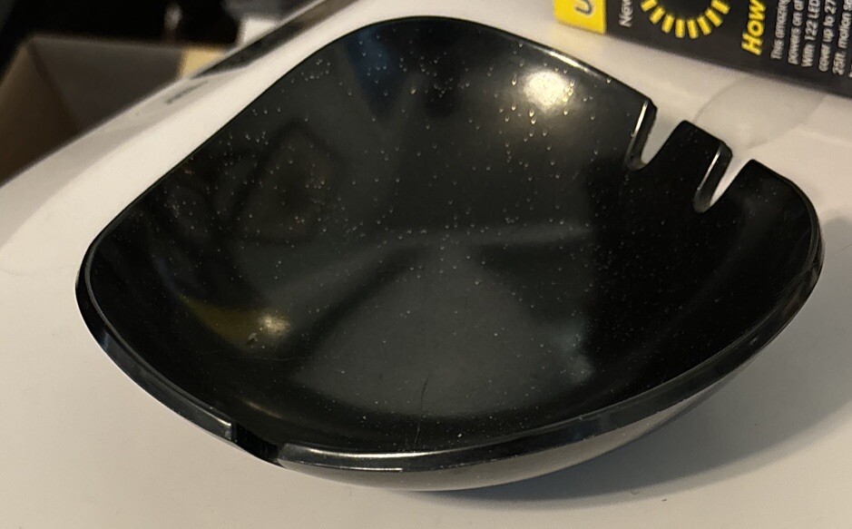 MCM Style Black w Gold Flecks Plastic Ashtray