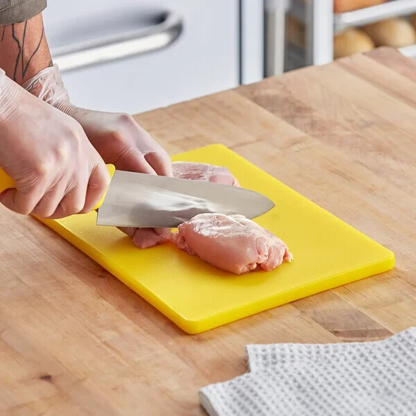 Plastic HDPE Cutting Board 1/2" Thick 12 x 18 FDA NSF Yellow