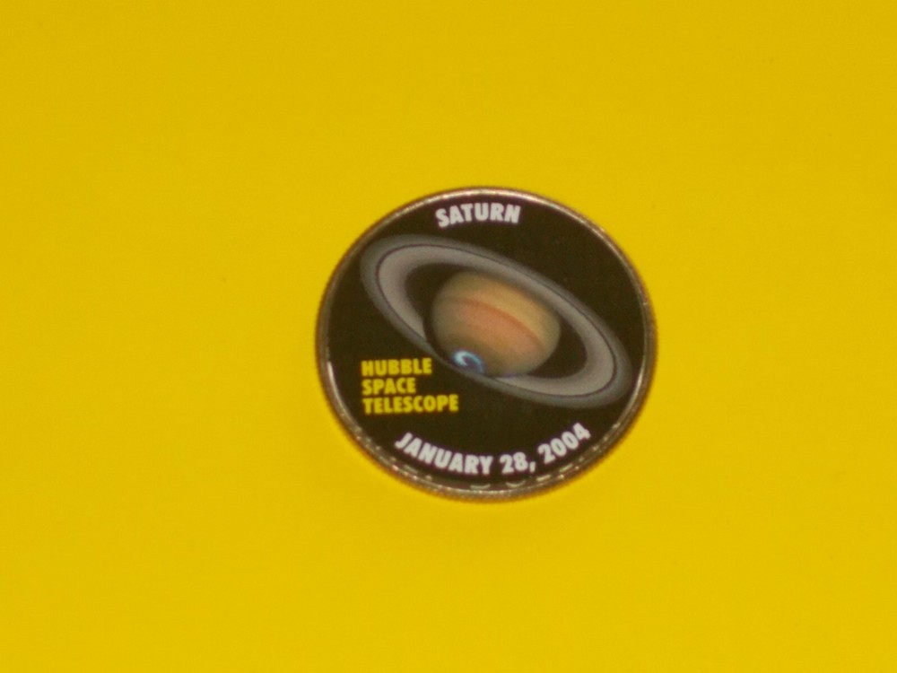 Colorized Kennedy Half Dollar - Space Program - Hubble Telescope Saturn K821