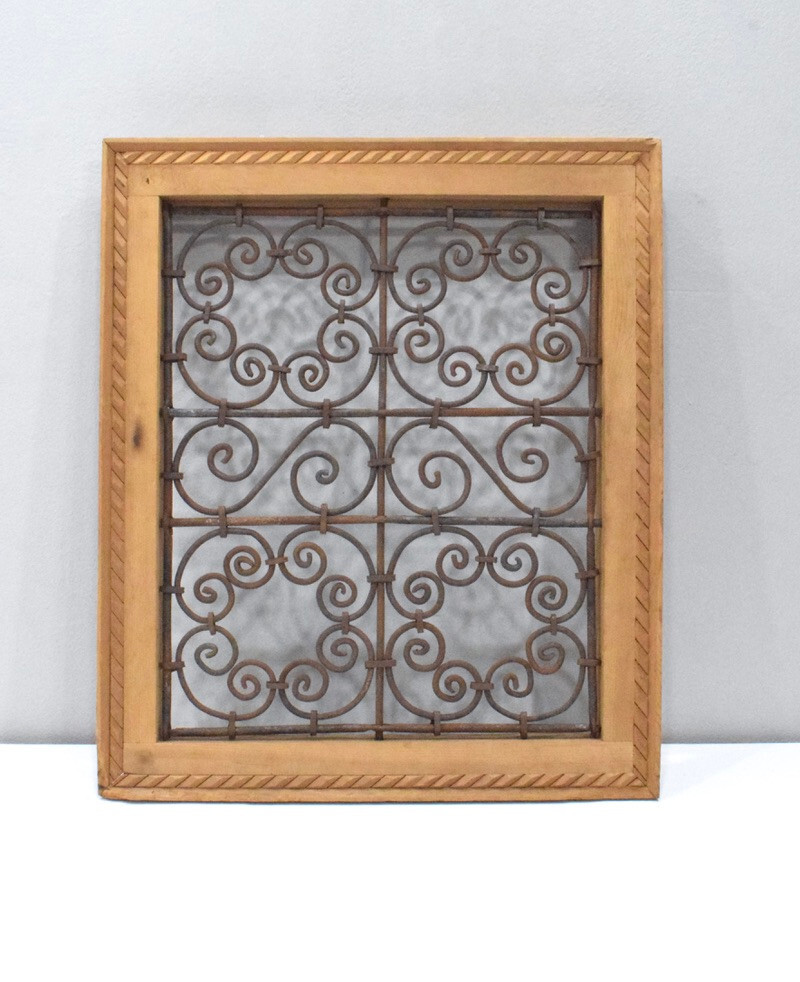 Moroccan Wood Framed Grill Panel Window