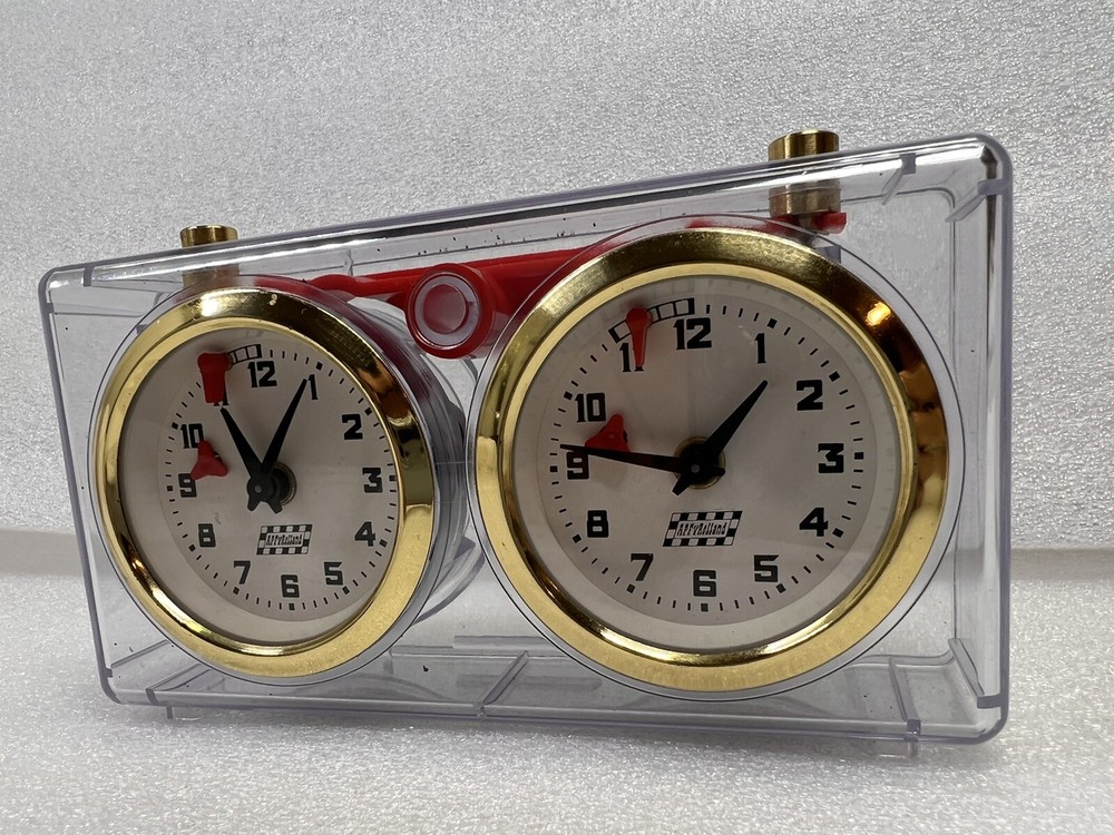 Vintage APFY ROLLAND Chess Clock Analog Mechanical Timer Clear Acrylic