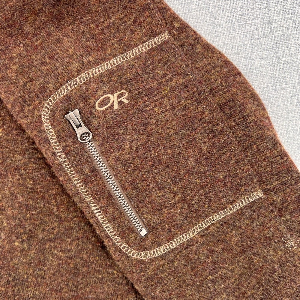 Outdoor Research Wool Blend 1/4 Zip Fleece Pullover Men Medium Brown Gorpcore