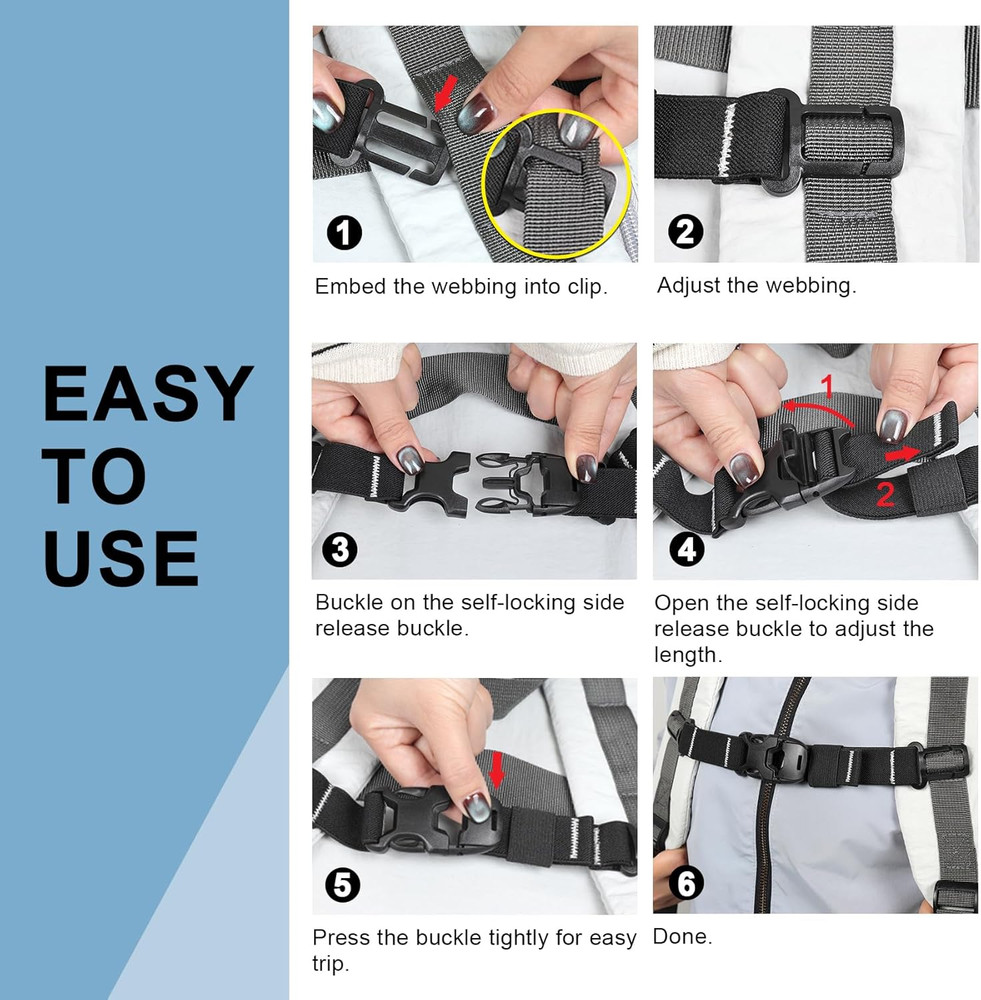 Backpack Chest Strap Add On, Elastic Backpack Sternum Strap, Heavy Duty Adjustab