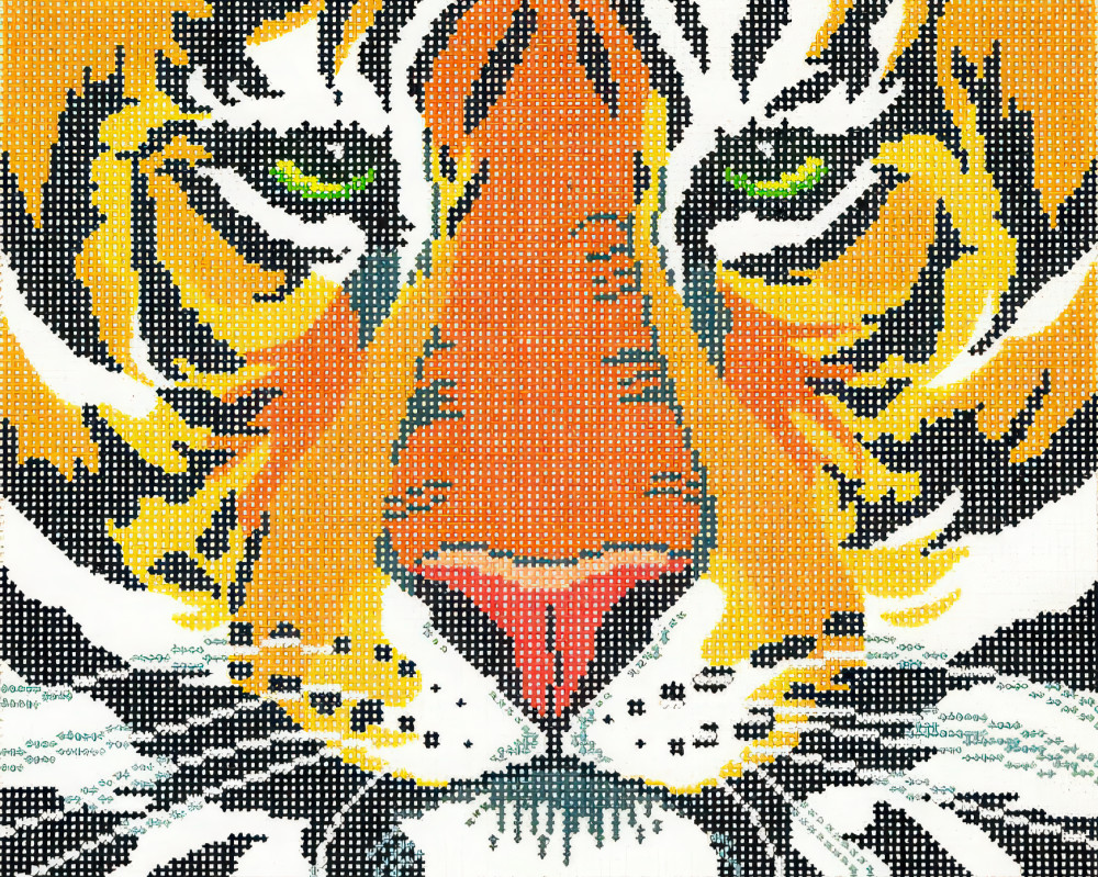 Needlepoint Handpainted Lee Tiger Face 10x8