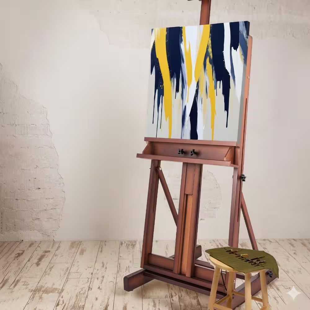 H-Frame Studio Easel Adjustable Solid Beechwood Artist Easel with Storage Drawer