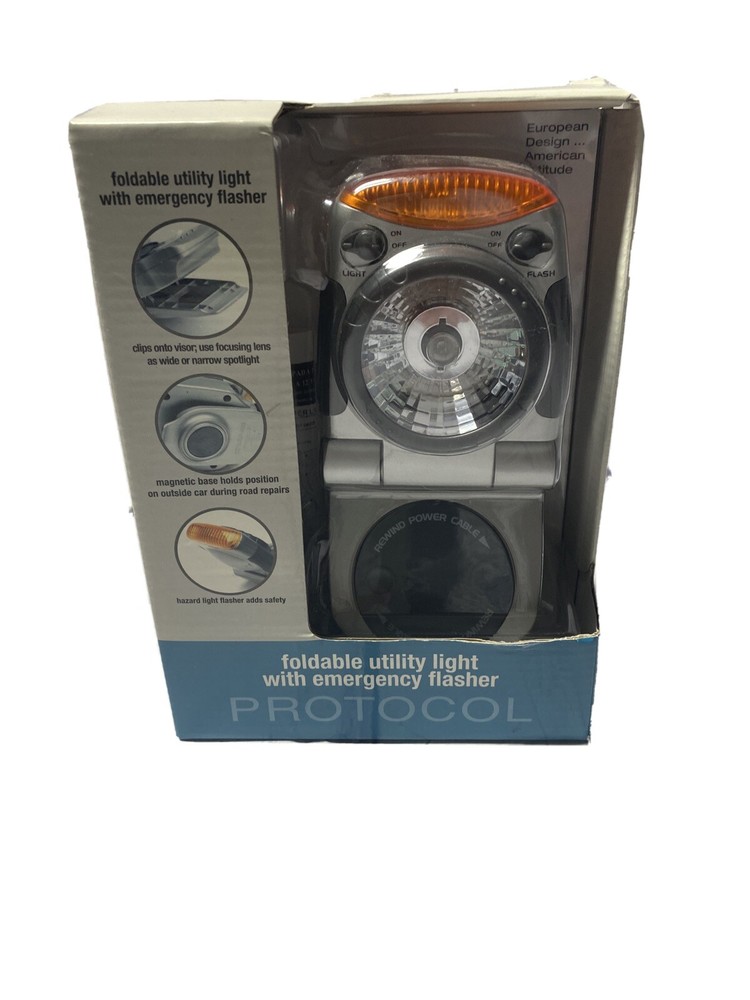 Roadside Utility Hazard Foldable Light with Emergency Flasher w/ Lighter Adapter