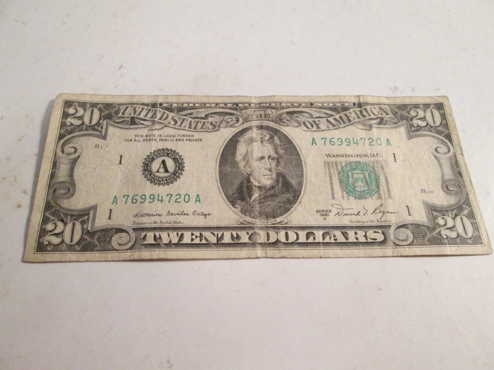 Federal Reserve Note $20.00 - 1969, 1974, 1981A, 1995 (each)