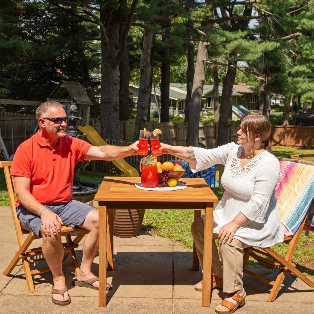 31.5 in Solid Teak Square Patio Dining Table by Sunnydaze