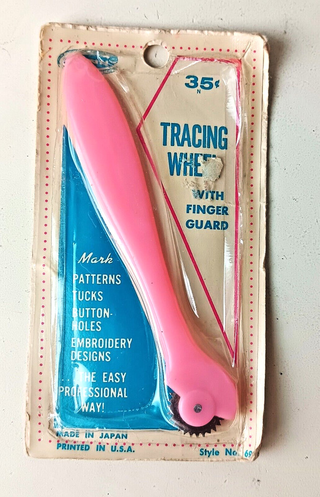 Vintage Pattern Tracing Wheel Tool Sewing Tracer SEALED in Package Pink Handle