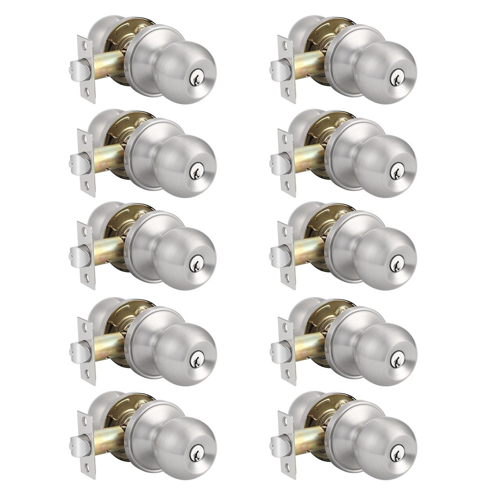 Brushed Nickel Round Door Knobs Privacy Passage Wave Door Levers Entry Locks
