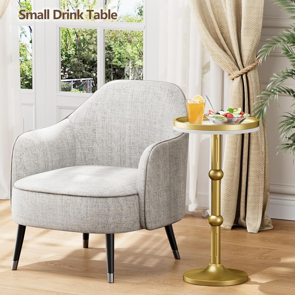 Small Round Side Table Coffee Drink Table Small Spaces Modern Night Stand W/