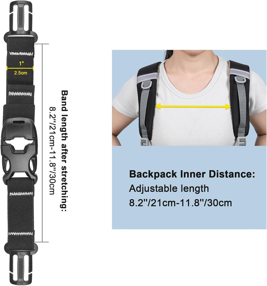 Backpack Chest Strap Add On, Elastic Backpack Sternum Strap, Heavy Duty Adjustab