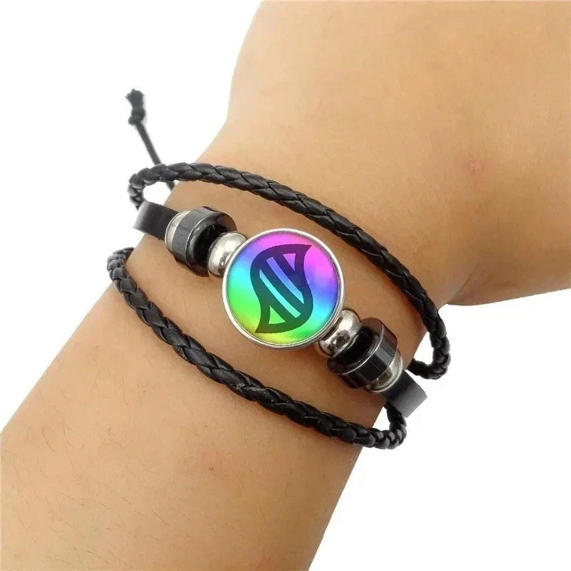 Pokemon Mega Evolution Stone Charm Adjustable Leather Bangle Bracelet