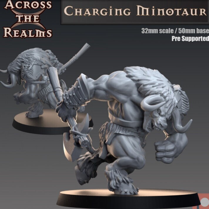 Charging Minotaur | DnD Miniatures | Tabletop Gaming| Tabletop Miniature |