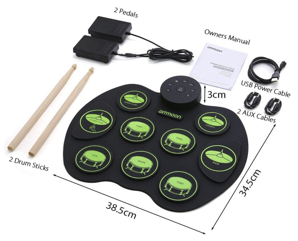 Electronic Drum Mat,Foldable Electronic Drum Kit Portable Electronic Drum Set