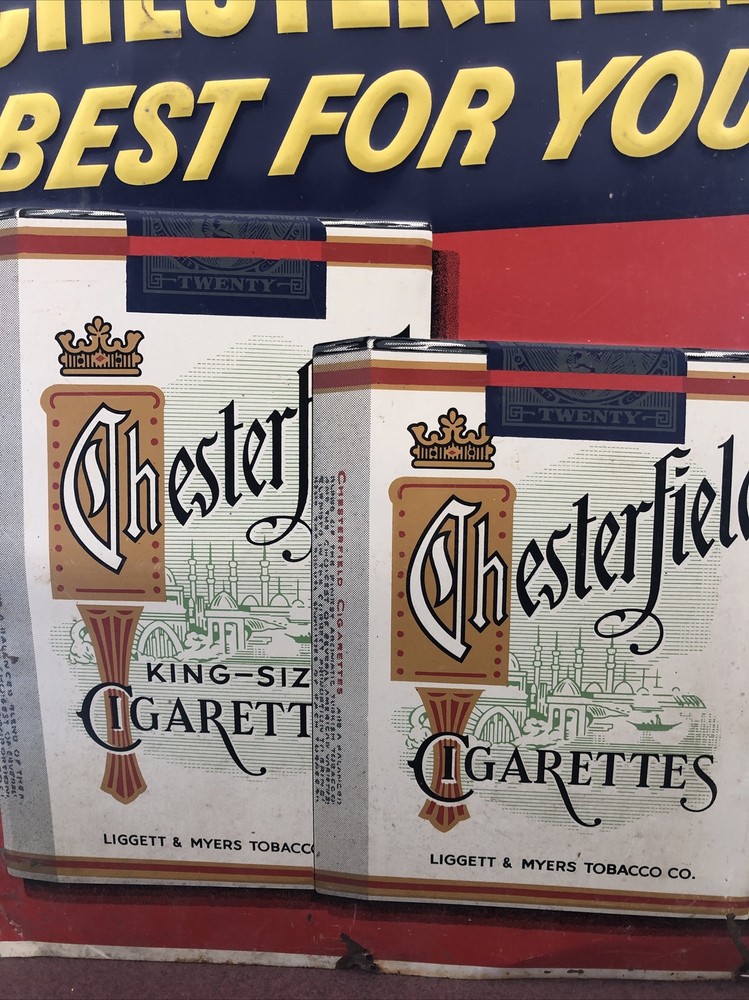Vintage original chesterfield cigarette tin sign￼
