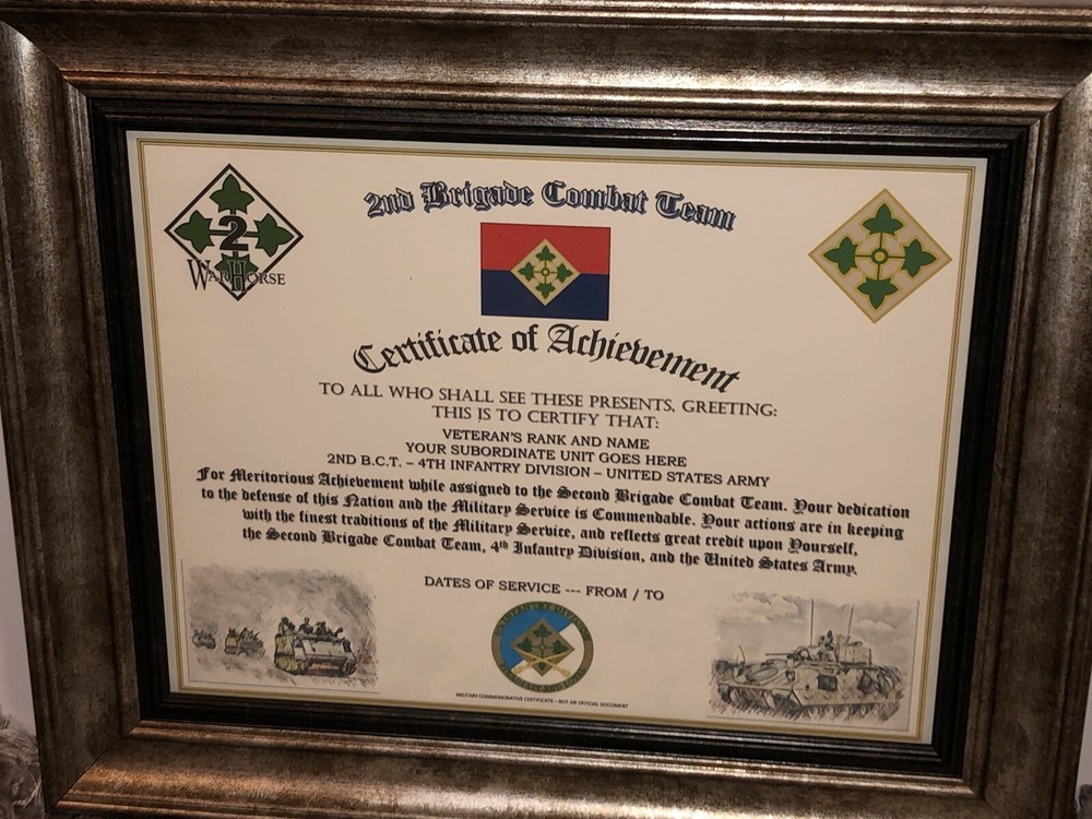2ND B.C.T. / 4TH INFANTRY DIVISION (COMMEMORATIVE CERTIFICATE)