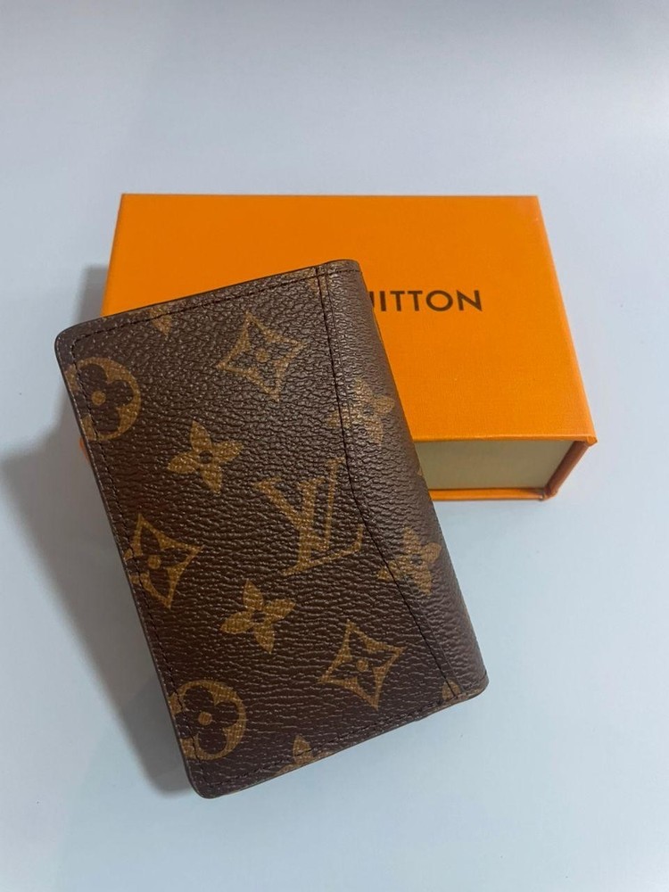 LV Louis Vuitton Pocket Organizer Monogram Eclipse Brown