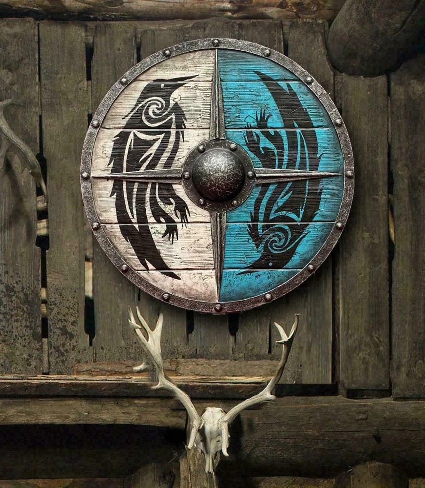 Medieval Eivor Valhalla Raven Shield Authentic Battleworn Viking Shield