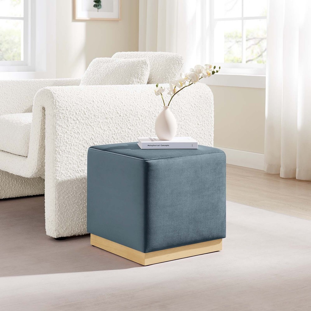 Modway 17" Square Performance Velvet Upholstered Ottoman