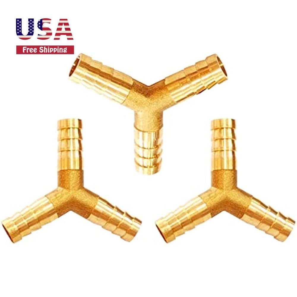 3PCS Solid Brass Y Barb Fittings 1/2"OD 3-Way Union Intersection
