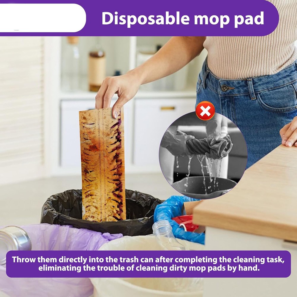 Disposable Power Mop Multi-Surface Mopping Pad Refills, 12 Count Mop Heads NEW