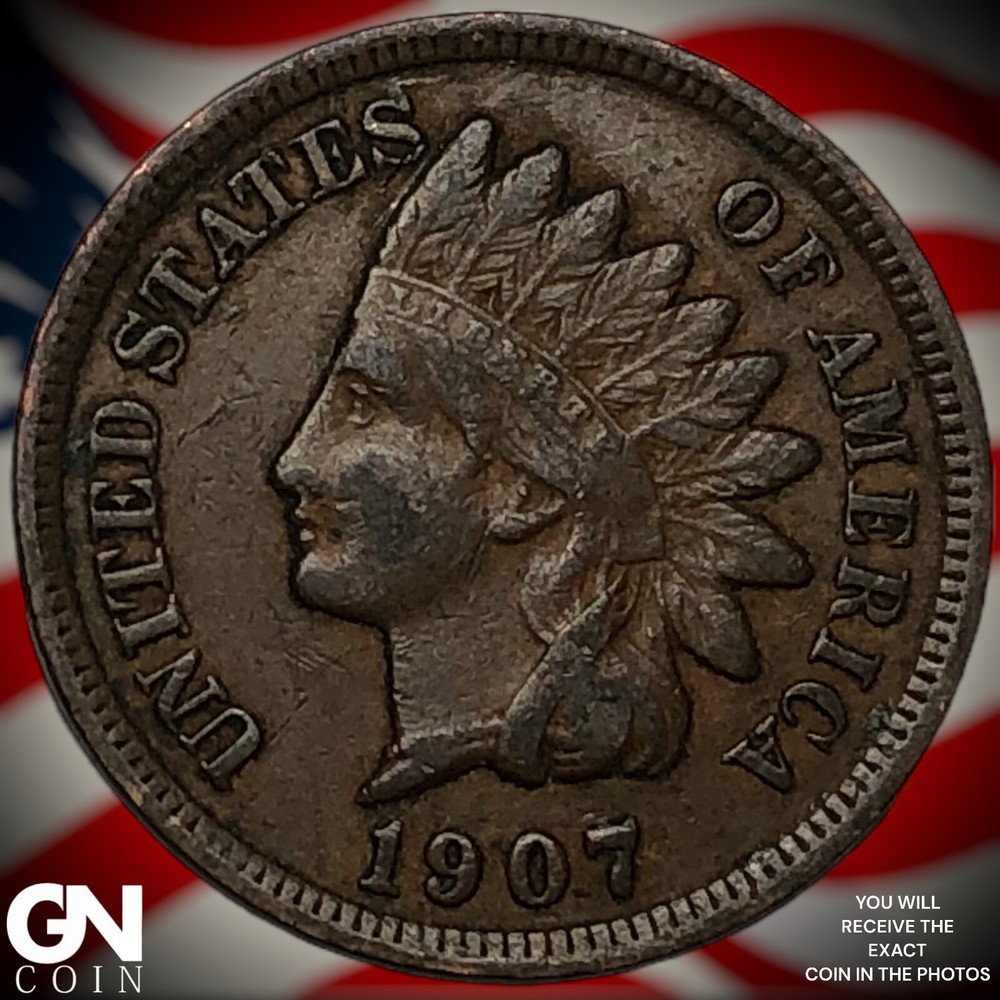 1907 Indian Head Cent Penny X0858