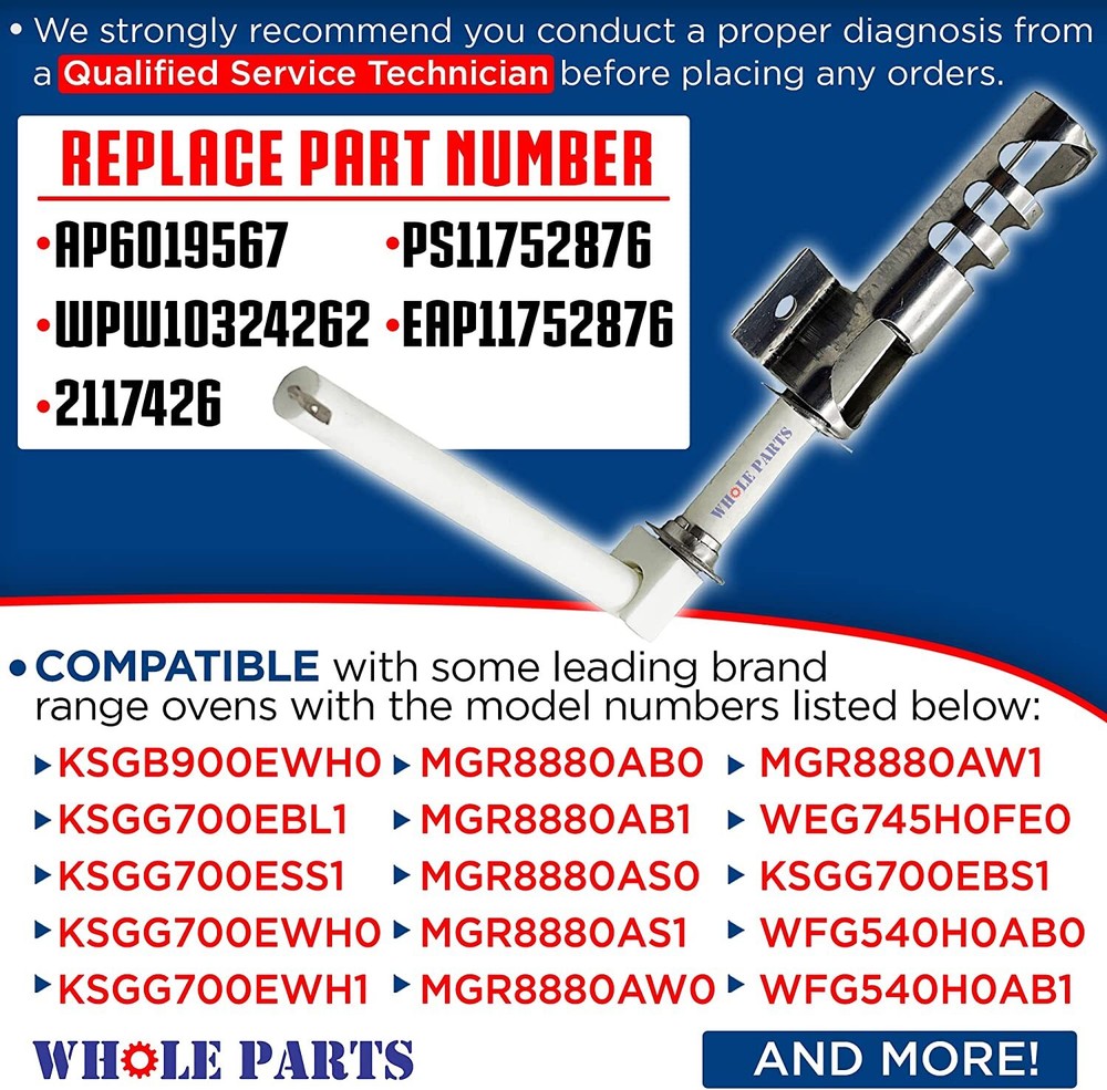 New W10324262 Range Oven Igniter for Whirlpool