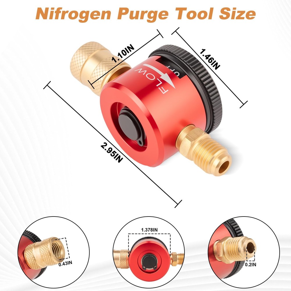 Upgraded Nitrogen Purge Tool with & Brazing Modes, 1/4" Flare ‎red