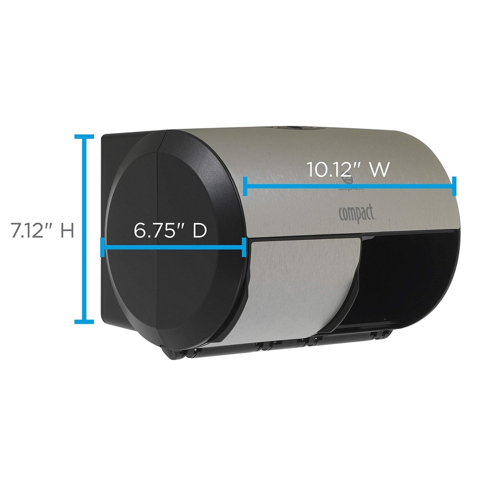 Compact 2-Roll Side-by-Side Coreless 1 Count (Pack of 1), Brushed Stainless