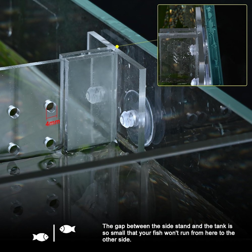 75/125G Acrylic Fish Tank Divider Adjustable Clear Panel with Suction Cups