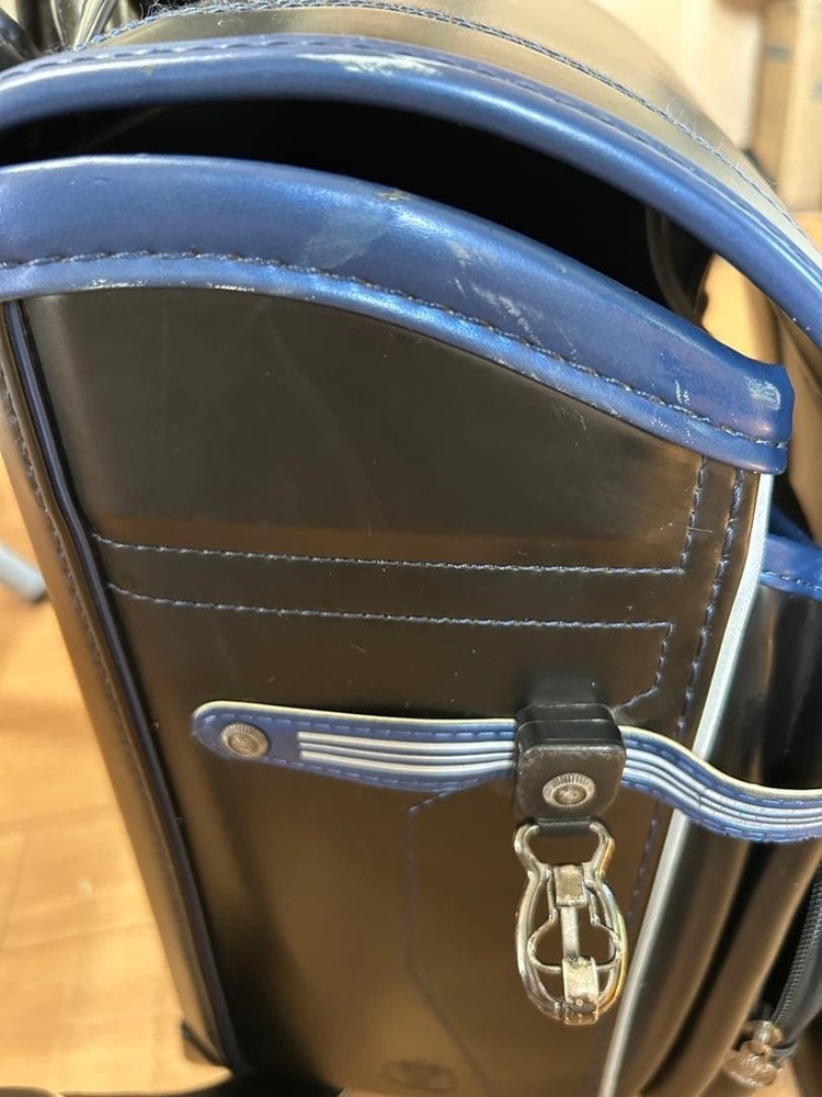 Randoseru Black Japanese School Backpack Classic Style Embossed Pattern