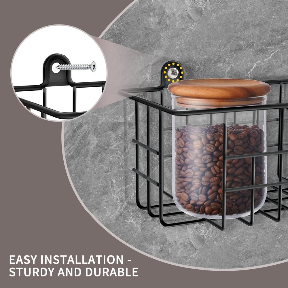 GUUKAR Spice Rack Organizer Wall Mount, 2 Pack, Black-2 Pack