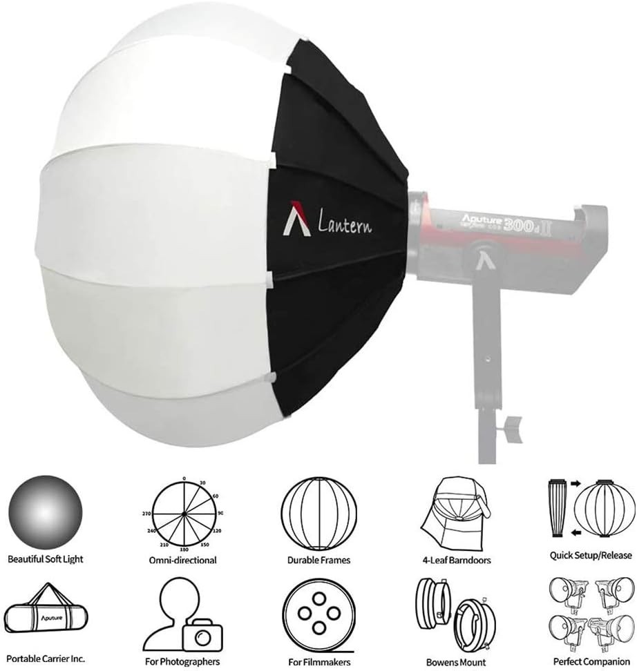 Lantern Softbox Soft Light Modifier,26inch, Quick-Setup Quick-Folding Space L...
