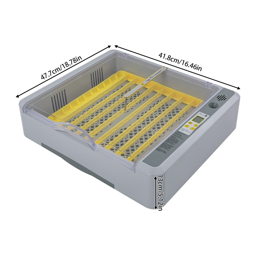 Egg Incubator 36 Eggs Gray Digital Poultry Hatcher Machine LED Display 70W