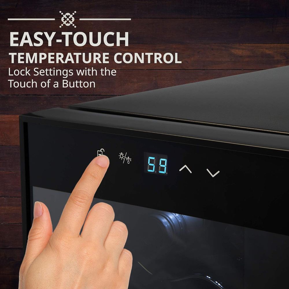 12 Bottle Compressor Wine Cooler Refrigerator W/Lock, Large Freestanding Wine Ce