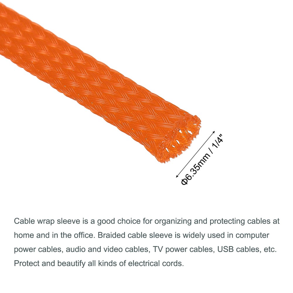 Expandable Sleeving 1/4-inch 100ft Cable Sleeve Orange