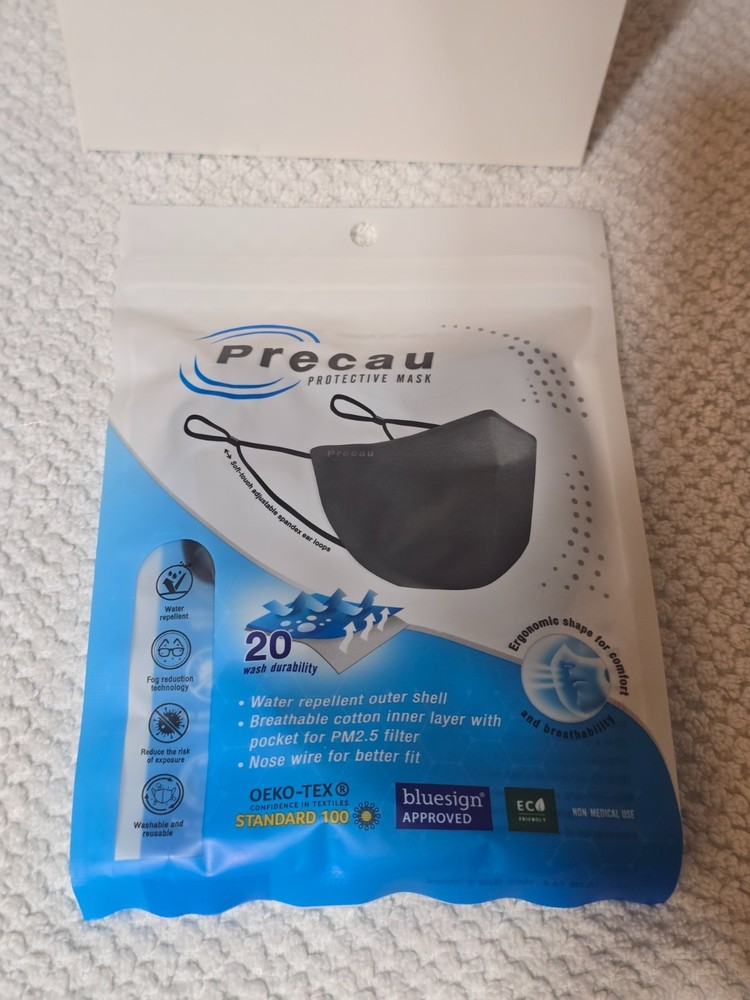 Precau Protective Face Mask 25 Pack, Adjustable Breathable Reusable