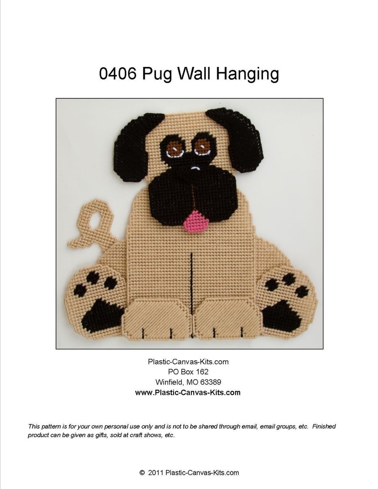 Pug Dog Wall Hanging-Plastic Canvas Pattern or Kit