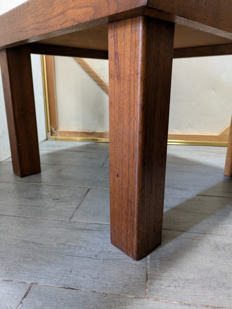 Vintage Mid Century Danish Modern Tile Top Heavy Solid Teak Wood Table