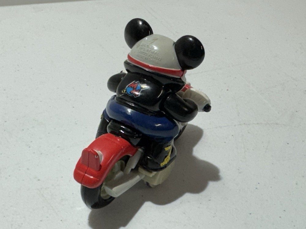 VINTAGE DISNEY MICKEY MOUSE MOTORCYCLE PULLBACK TOY 3.5"