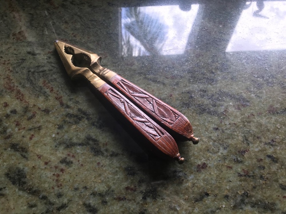 Hand Held Solid Brass & Resin Handled Nut Cracker