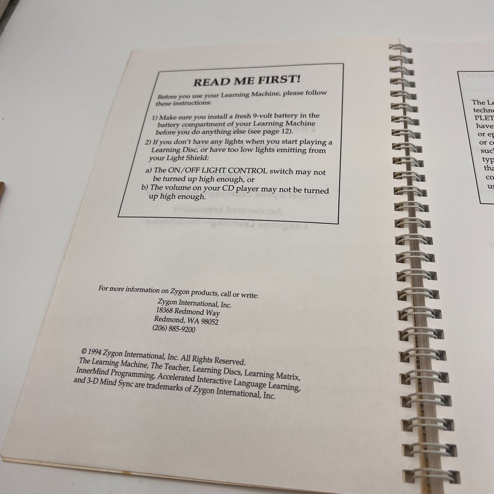 Vintage 1994 Zygon - The Learning Machine User's Guide SPEED LEARNING LANGUAGE