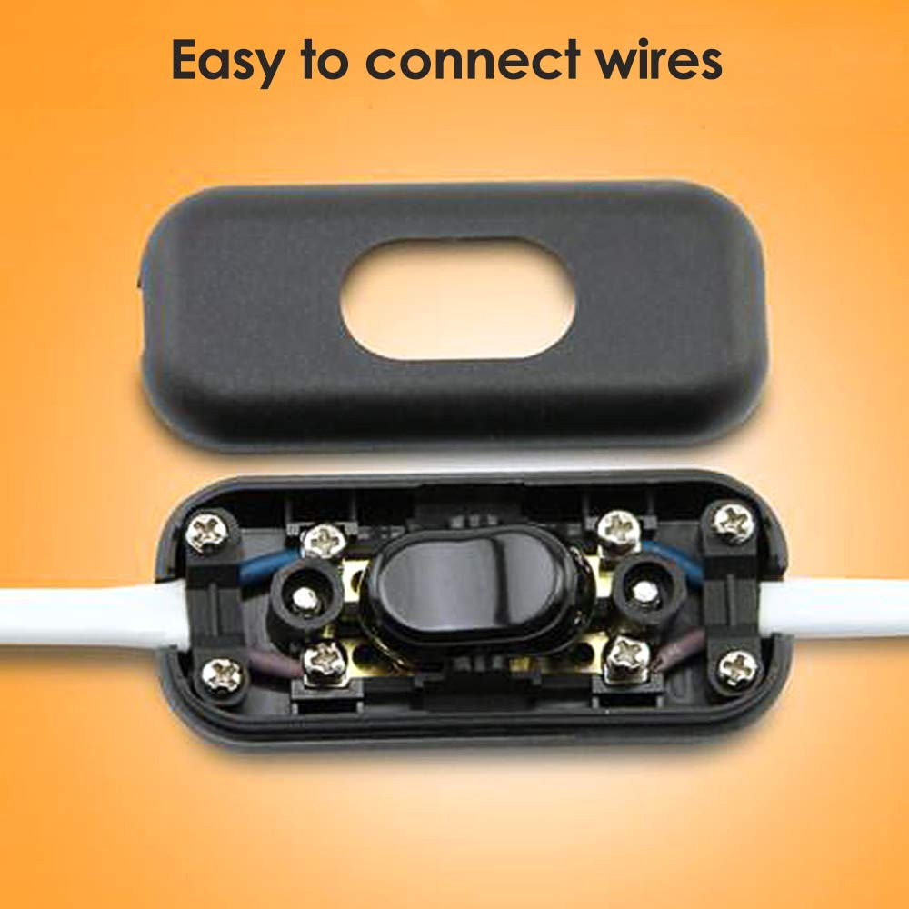 Inline Cord Switch, PLUSPOE 2-Pack On-Off DPST Control Lamp Switch for Bedroom