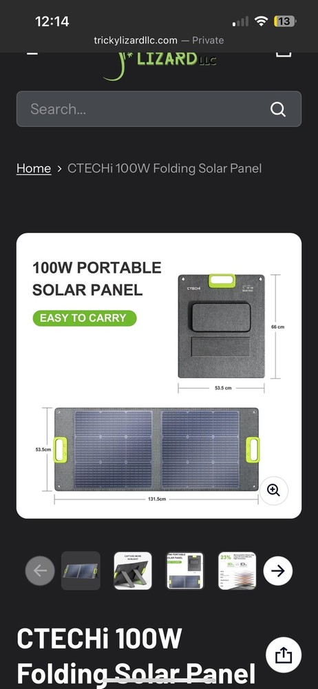 Ctechi 100 Watt Folding Solar Panel 2 Pack